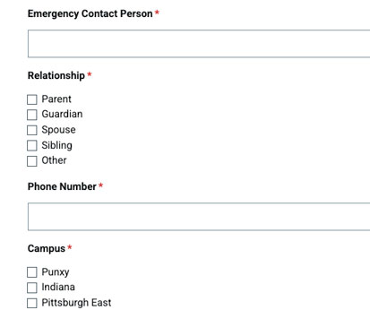 screenshot showing the name and contact fields in everbridge