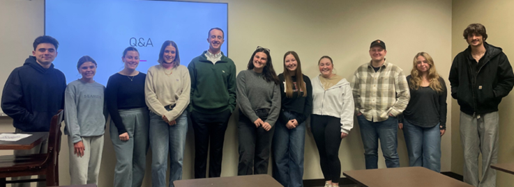 IUP Economics Club members with Caleb King ’19