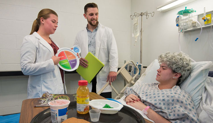 Students gain interdisciplinary hands-on experience in the IUP patient simulation lab working closely with nursing, theater, and speech-pathology majors.