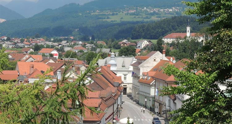 The town of Kamnik in the mountains of Slovenia 