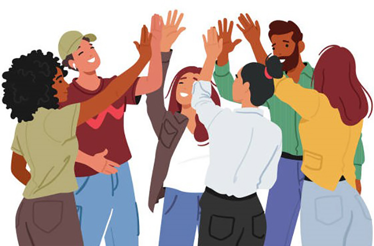 group of friends having fun together