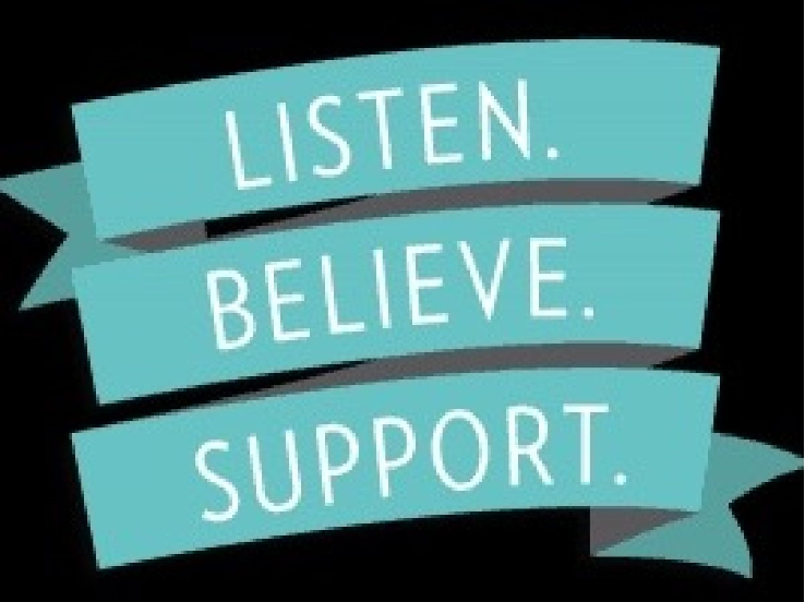 Listen, believe, support ribbon