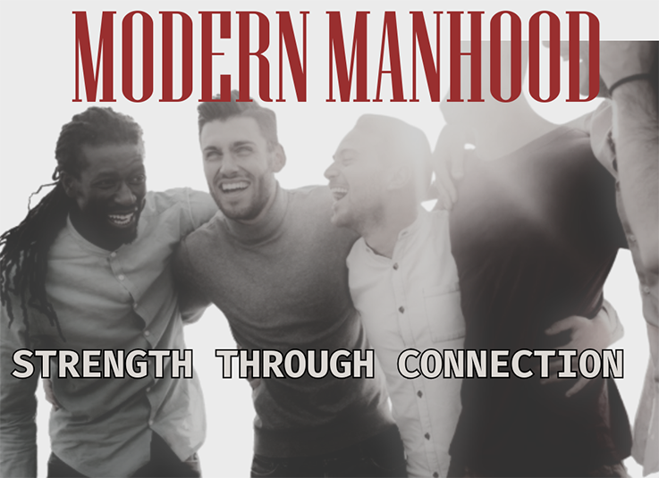 photo of a group of men with the words strength through connection