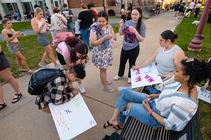 students making signs