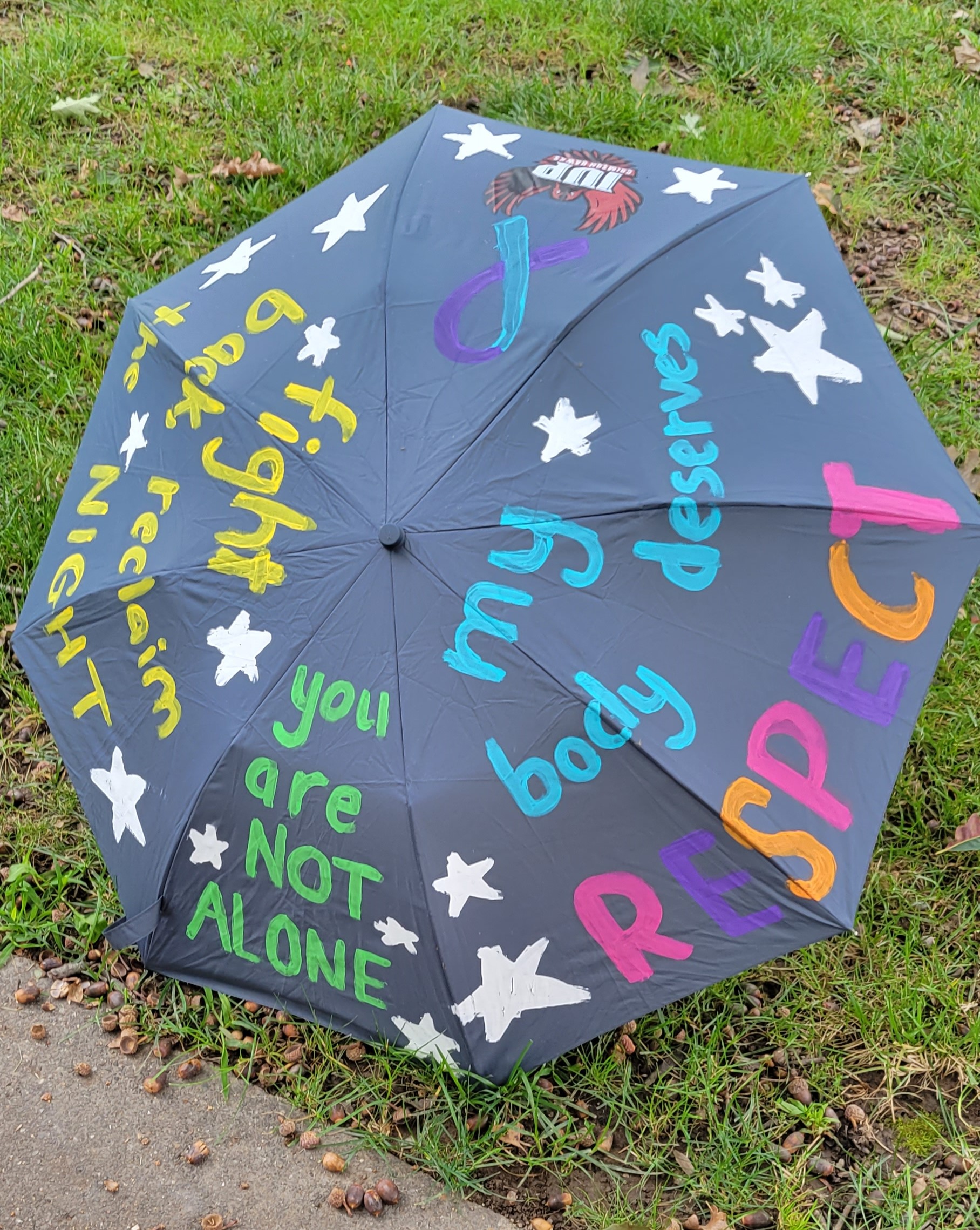 photo of a decorated umbrella for rainn day