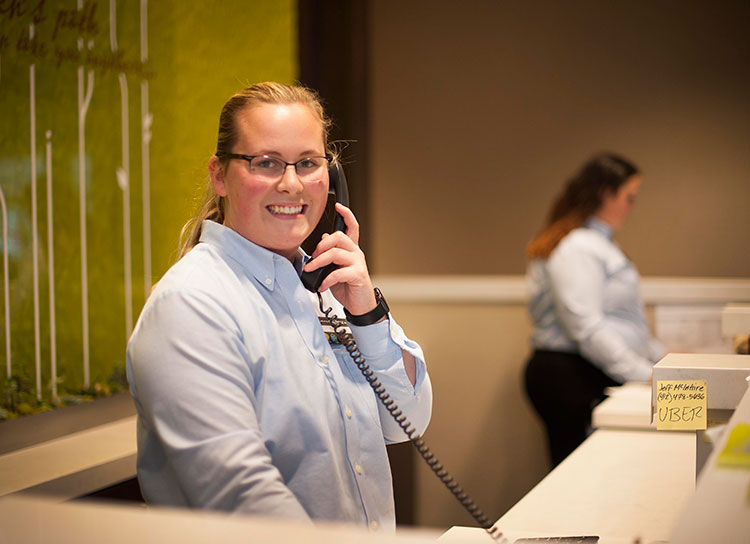 Hospitality Management student at work
