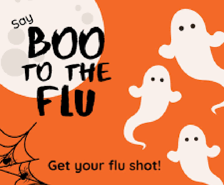 Image of ghosts that say boo to the flu
