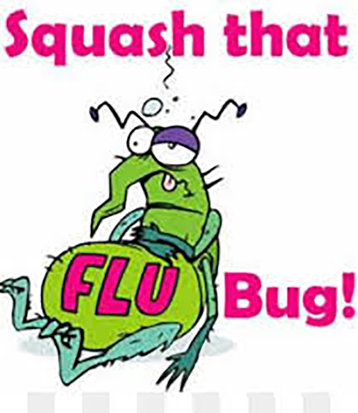 pic of a flu bug that says squash that flu bug