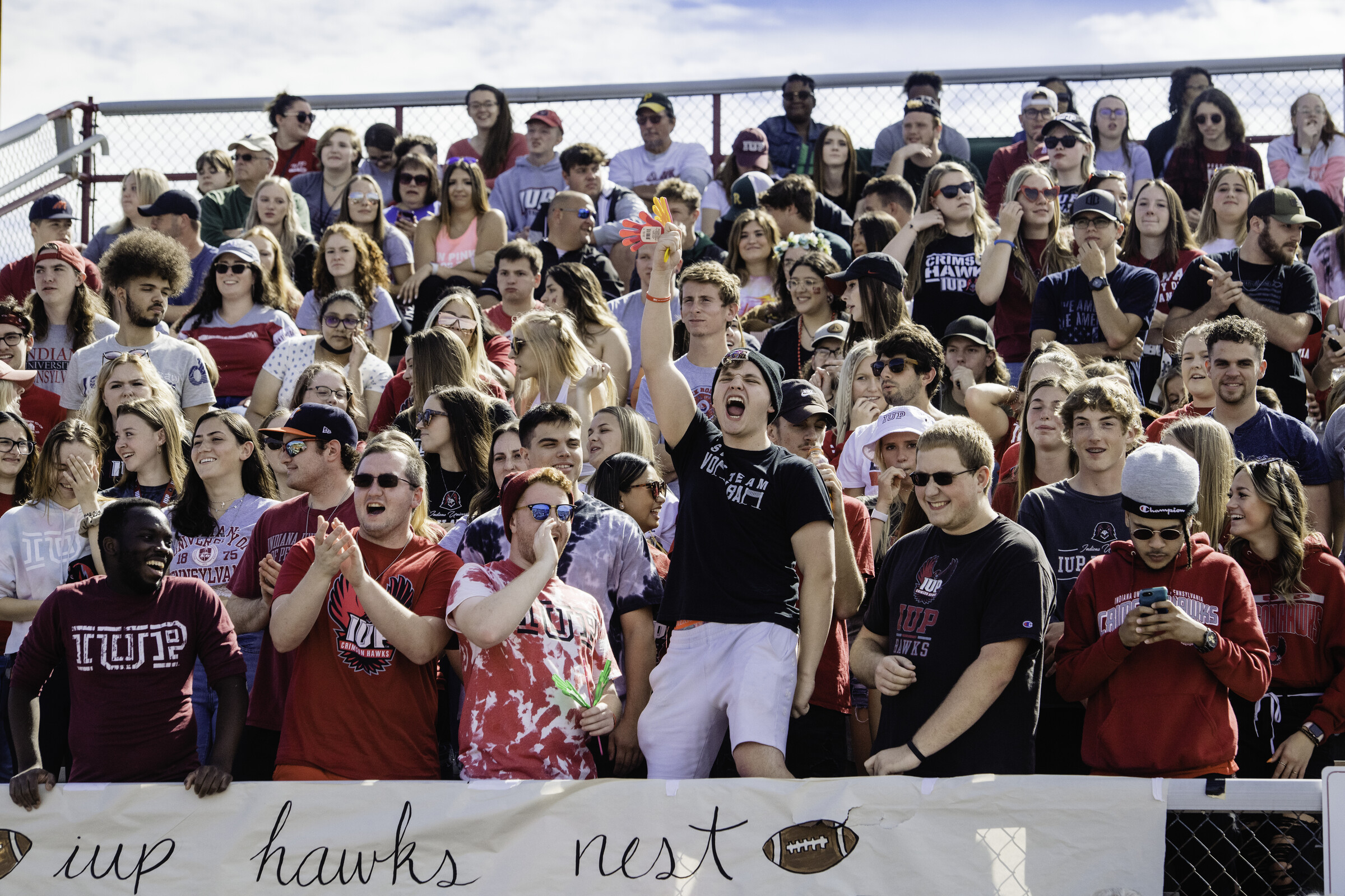 Student section at football game.