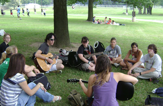 Guitar Playing on the Lawn