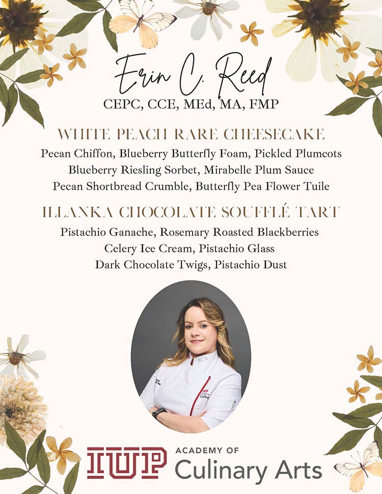 Poster for Chef Erin Reed's menu