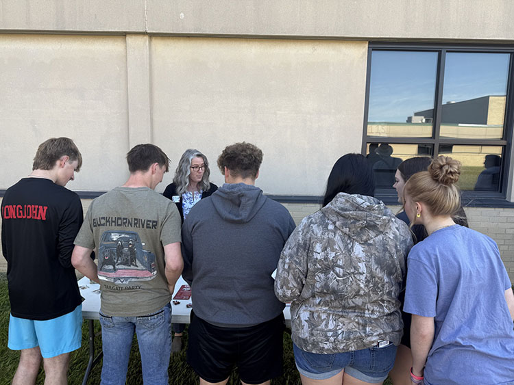 Erin Conlin with students at Purchase Line Junior/Senior High School during the school’s Celebrate America250! Fair.