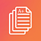 icon of papers on an orange background