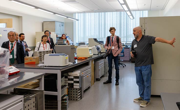International visitors on a tour of Kopchick Hall
