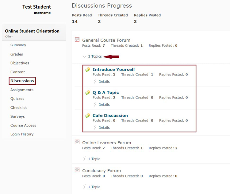 Student Progress Details