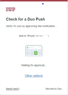 Image showing a screenshot that a Duo push has been sent to a phone.