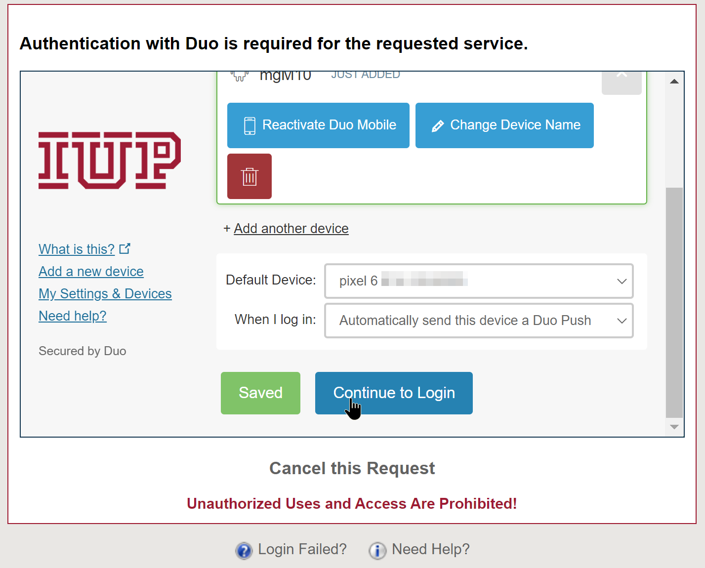 Click Continue to Login