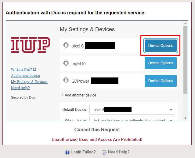 Device Options