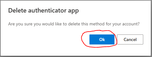 Security Info Delete Confirmation