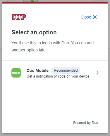 Select the Duo Push option