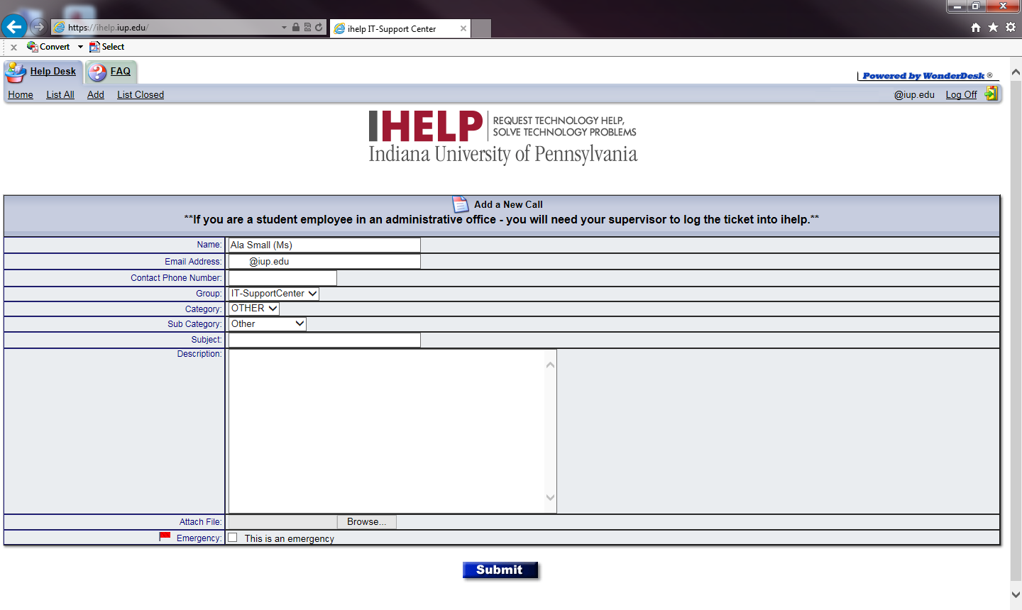 Display if you have no tickets in the ihelp system