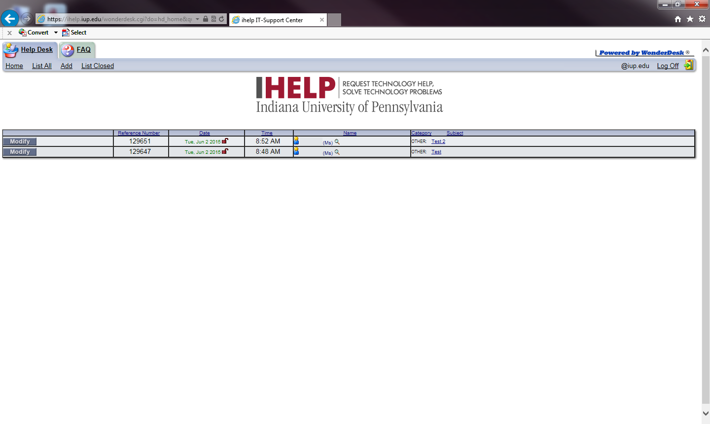 Display if you have multiple ihelp tickets open upon your login