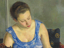 Painting of woman in blue clothing Painting of woman in blue clothing
