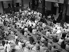 Muslim Americans listening to the imam