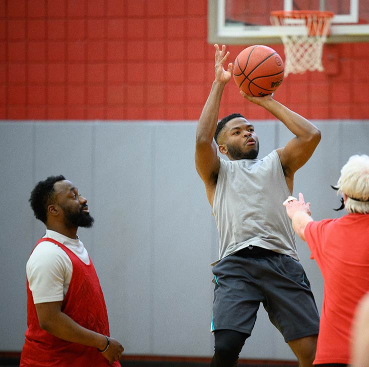 Bryant Pinder (left) and Patrick Hamilton (shooting)