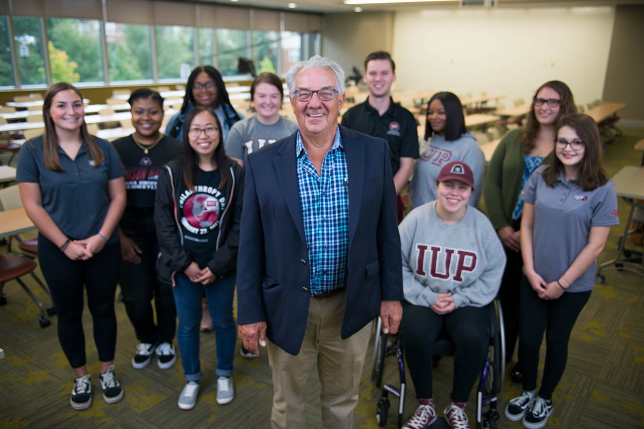 Terry Serafini during a 2018 visit to IUP