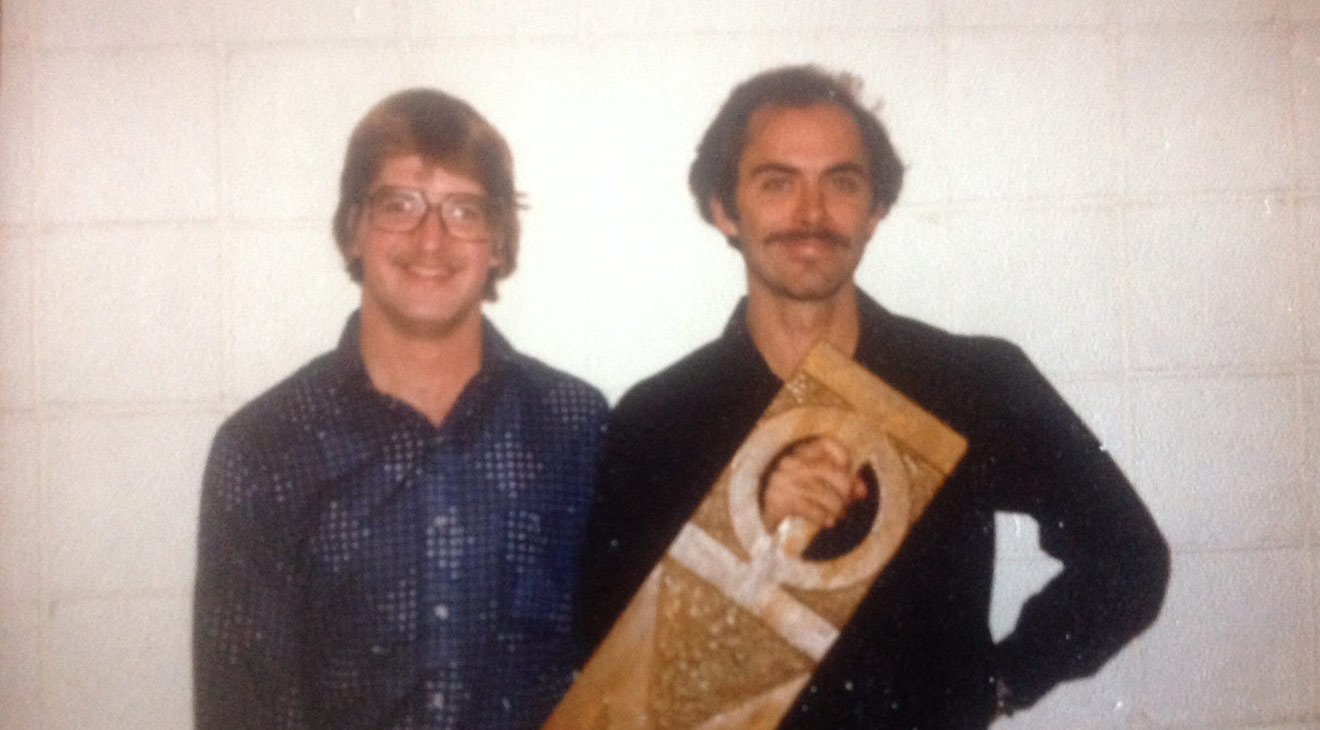 Kevin Cunningham, left, with his Phi Mu Alpha “little brother,” Charles Casavant, in 1979 