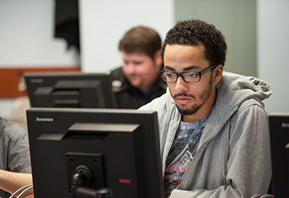 A student in Eberly in class