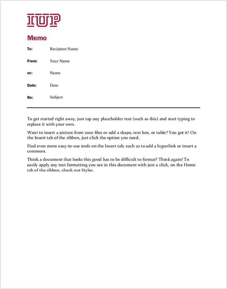 Simple Memo Template Sample