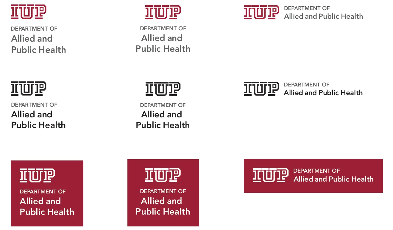 Collection of IUP department lockup styles
