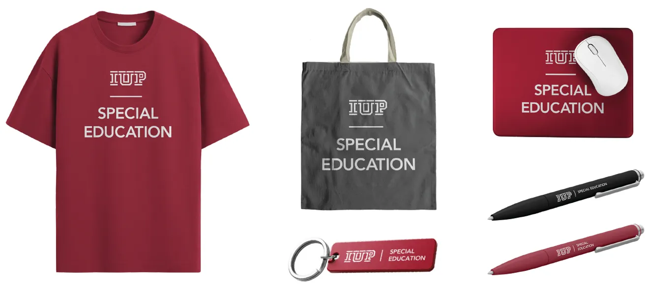 Merchandise with IUP Special Education logos