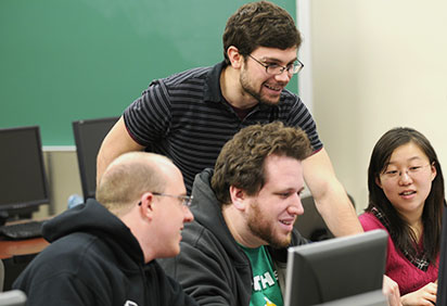 Graduate students in a math classroom