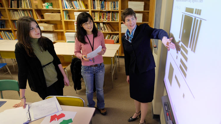 Students in a graduate math classroom