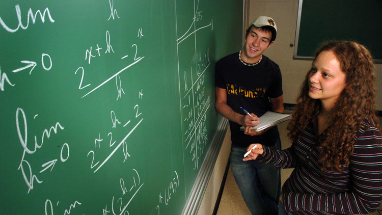 Students in a math classroom