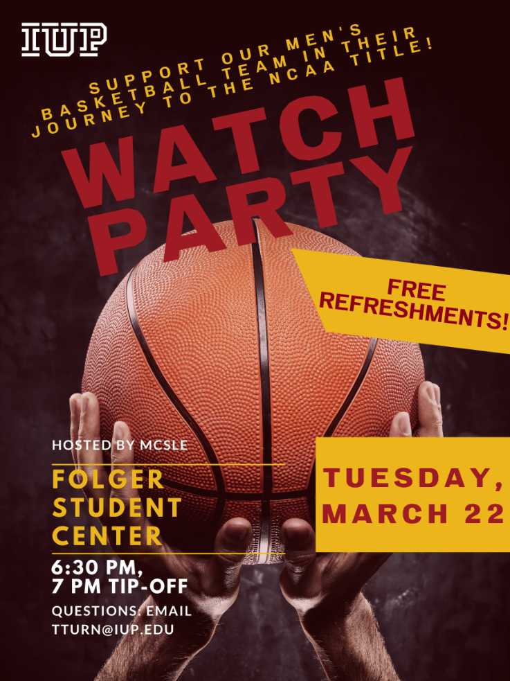 IUP men's basketball watch party for elite eight competition