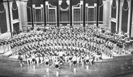 IUP Marching band performing on stage
