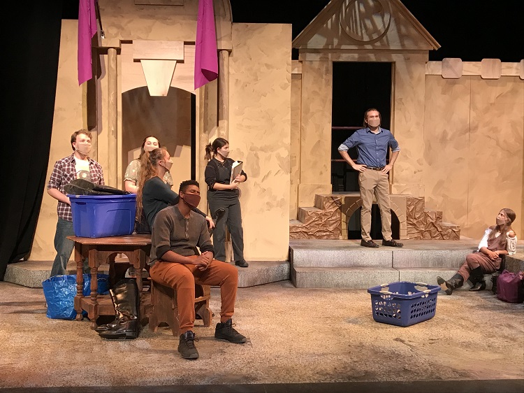 It's All for One and One for All. Maya Catoe, Riley Guers, Jordan Drake and Bridget Doyle in rehearsal on set of "The Inseperables"