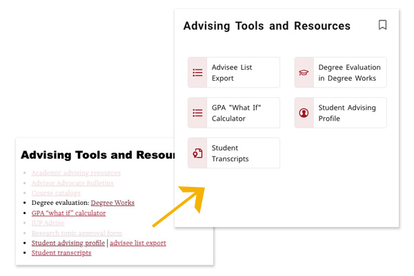 advising tools and resources old and new cards