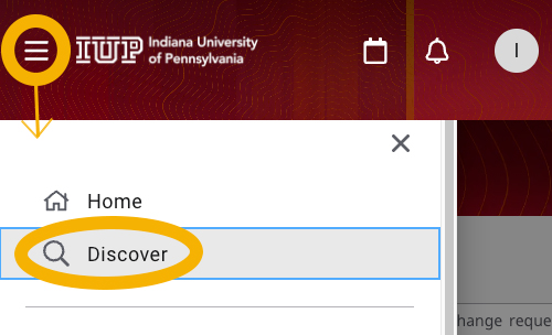 screenshot showing how to access discover through the main nav