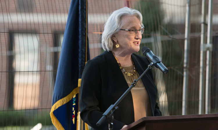 Dean Snavely addressing the crowd during the Kopchick Hall groundbreaking ceremony