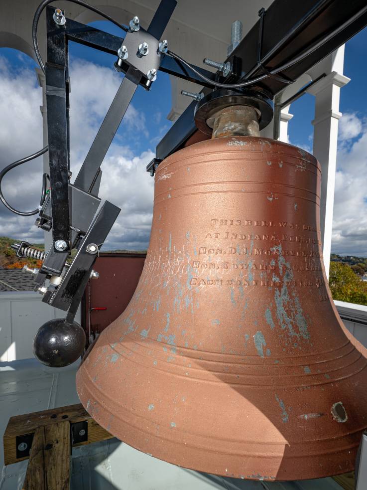 The bell in the bell tower before restoration