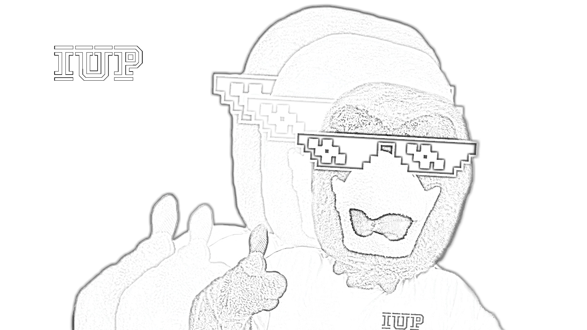 Coloring page of IUP Mascot Norm in sunglasses