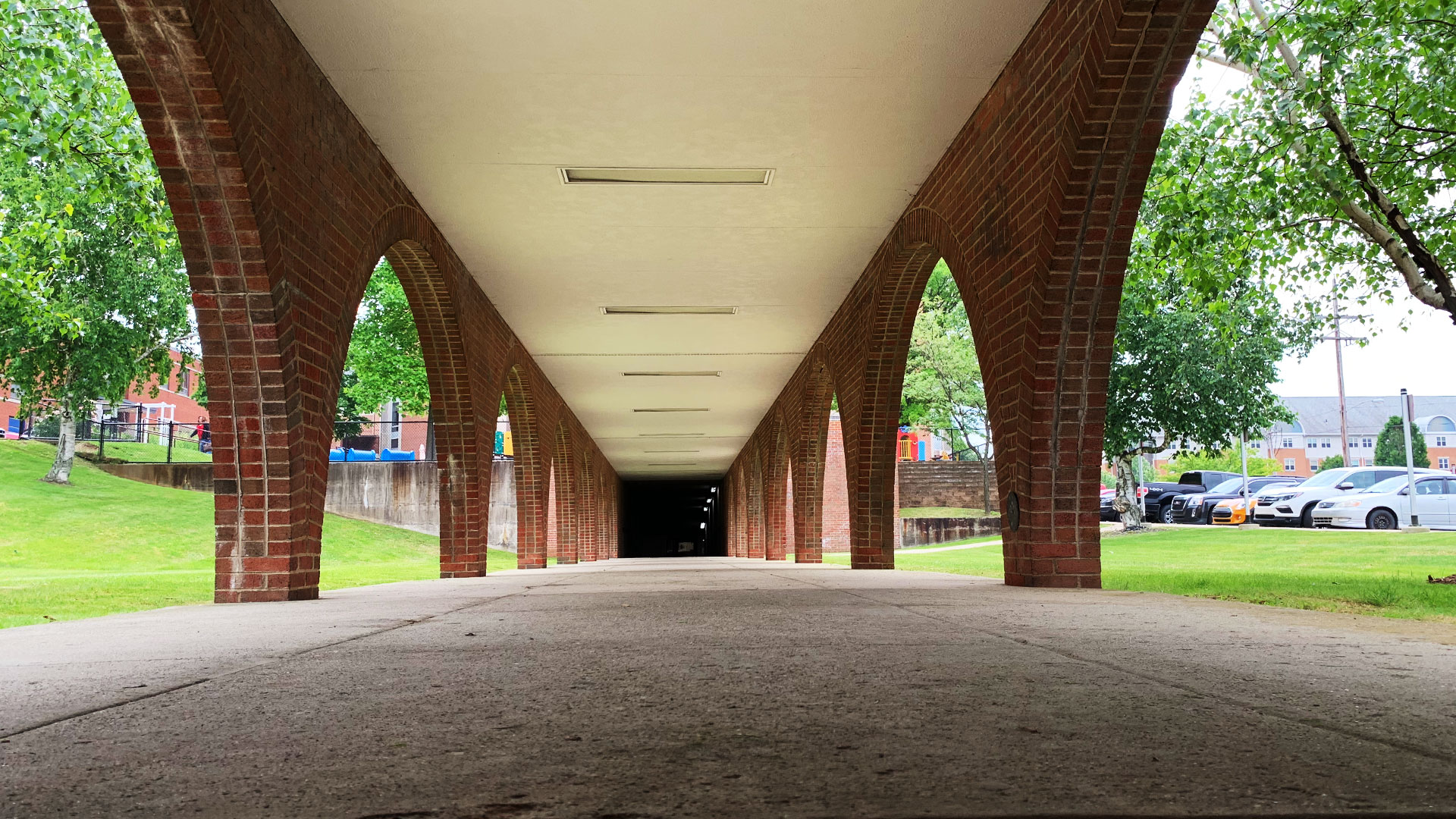 Archway between Stouffer and Davis Hall