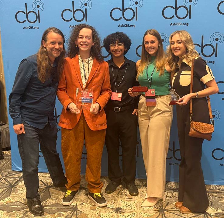 Zack Stiegler, Ismael Negrete, Fox Empson, Riley Yonchiuk, and Brooke Veith at the National Student Media Convention