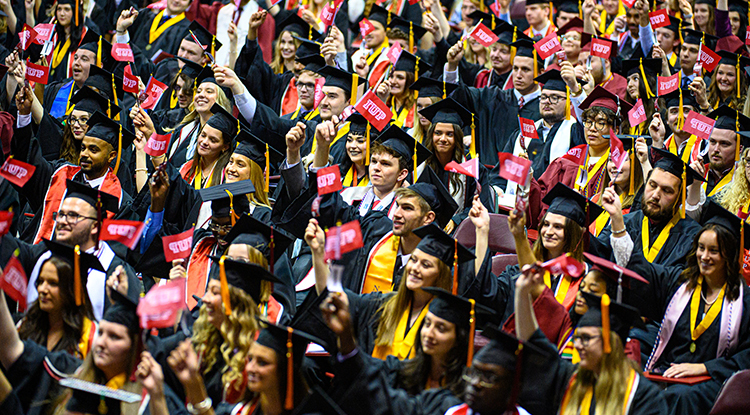 a group of students at commencement