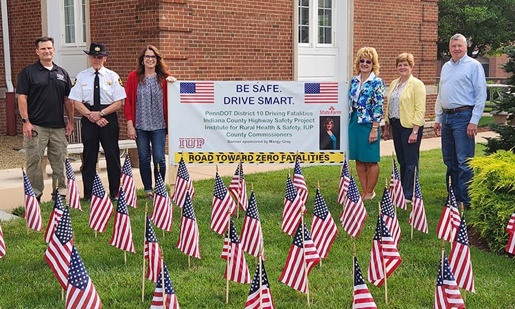 The Indiana County Highway Safety Project, part of Indiana University of Pennsylvania’s Institute for Rural Health and Safety, is working with the Indiana County Commissioners, Pennsylvania State Police, Sheriff Bob Fyock, and Margy Gray State Farm Insurance for an awareness campaign for safe driving during the summer holiday season.